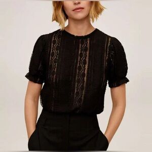Mango Black Lace Women's Blouse small